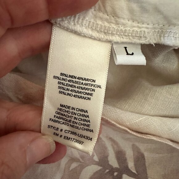 Cloth & Stone Palm Print High Rise Linen Blend Shorts Size L - Picture 4 of 6